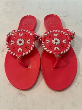 Jack Rogers Georgica Jelly Sandals Pink and White Size 4